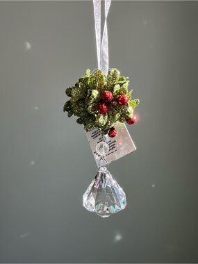 GANZ Kissing Krystals Mistletoe Jewel Kissball Green Red Crystal Decor Ornament